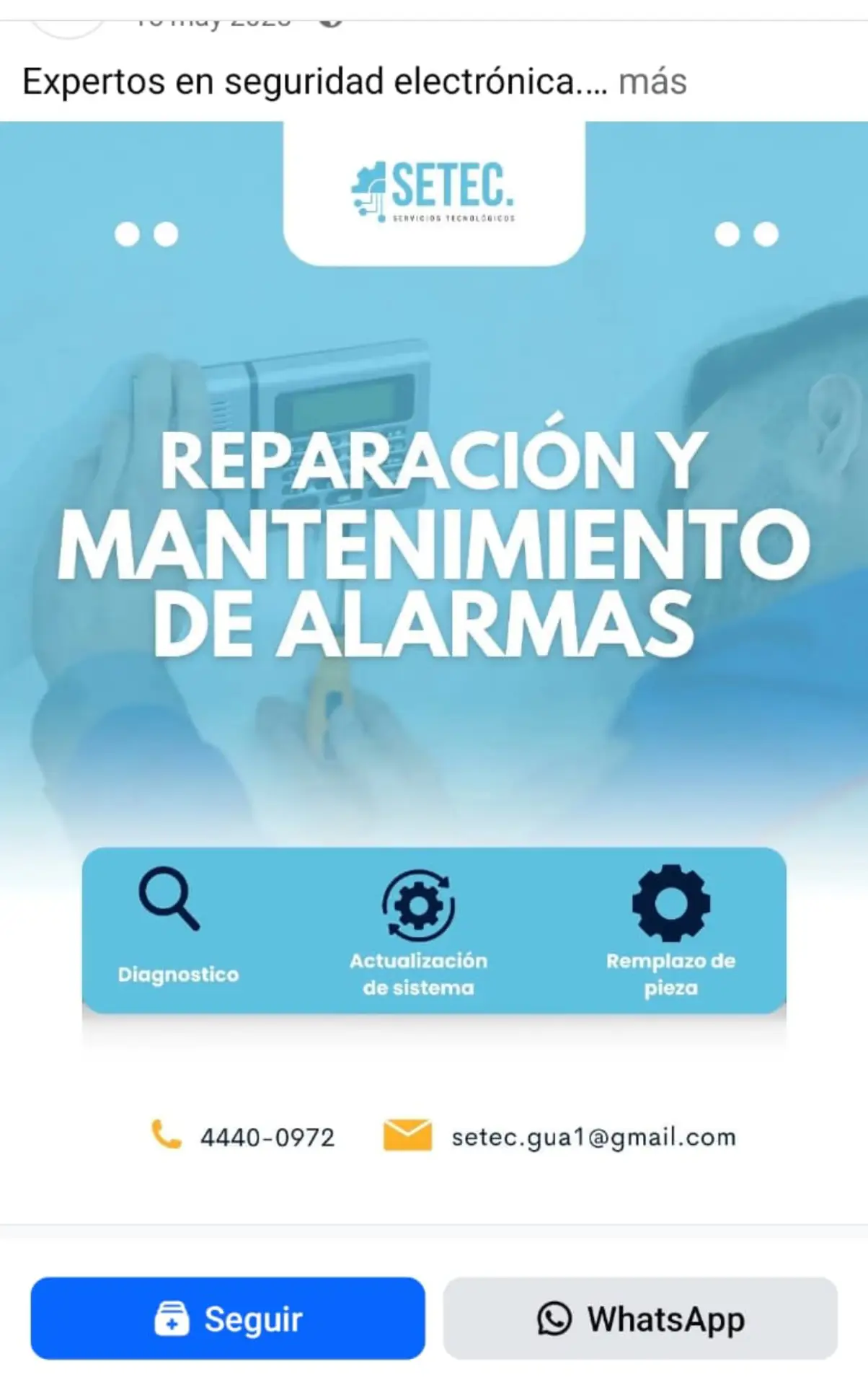 Referencia visual de publicación en Facebook