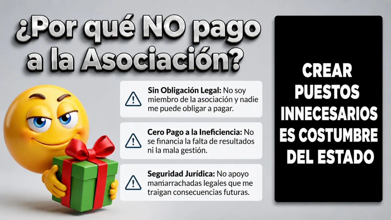 Mensaje visual sobre por qué no pago a la asociación